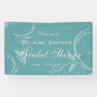 Vintage Teal Floral Welcome Bridal Shower Banner