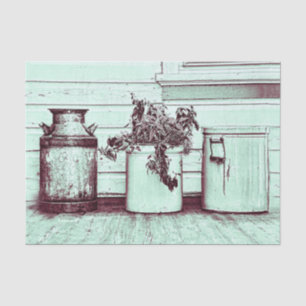 Vintage Teal Green Rustic Country Jugs Tissue Paper