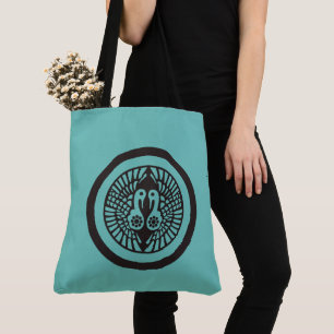 Vintage Teal Grey Ikko Ikki Japan Mon Oriental Art Tote Bag