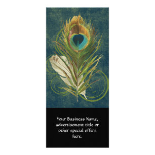 Vintage Teal Peacock Feather Rack Card