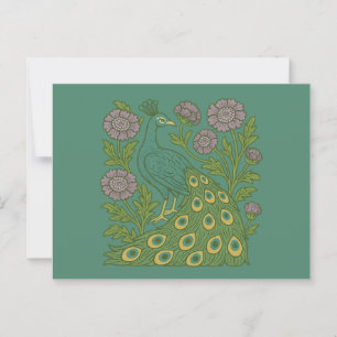 Vintage Teal Peacock Postcard