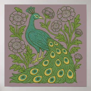 Vintage Teal Peacock Poster