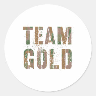 Vintage Team Gold War Game Camo Summer Camp Childh Classic Round Sticker