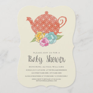 Vintage Teapot Baby Shower Invitation