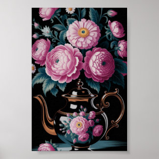 Vintage Teapot & Bloom Wall art
