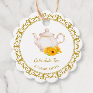 Vintage Teapot Homemade Calendula Tea Hang Tag