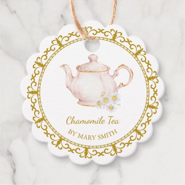 Vintage Teapot Homemade Chamomile Tea Hang Tag (Front)
