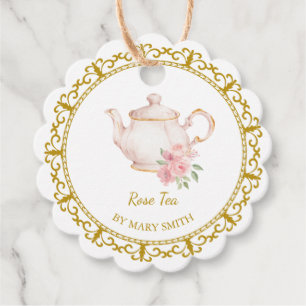 Vintage Teapot Homemade Rose Tea Hang Tag