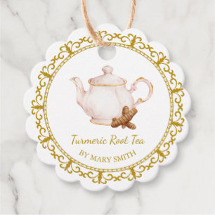 Vintage Teapot Homemade Turmeric Root Tea Hang Tag