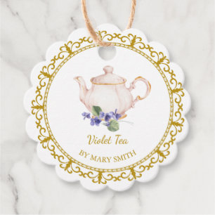 Vintage Teapot Homemade Violet Tea Hang Tag