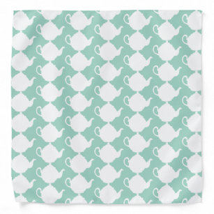 Vintage Teapot Pattern in Duck Egg Blue and White Bandana