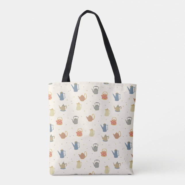 Vintage Teapot Pattern Tote Bag (Back)