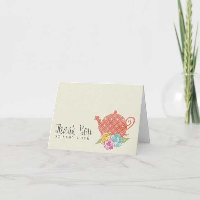 Vintage Teapot Thank You Note Card (Front)