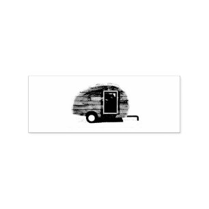 Vintage teardrop trailer chez caravan rubber stamp