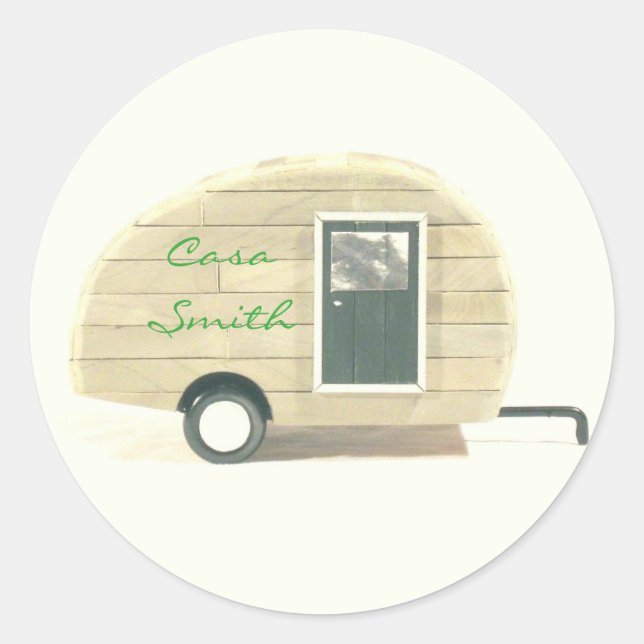 Vintage teardrop trailer  gypsy caravan classic round sticker (Front)