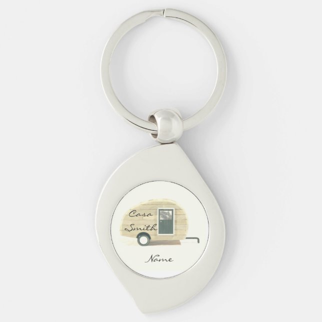 Vintage teardrop trailer gypsy caravan key ring (Front)