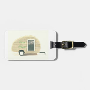 Vintage teardrop trailer gypsy caravan luggage tag