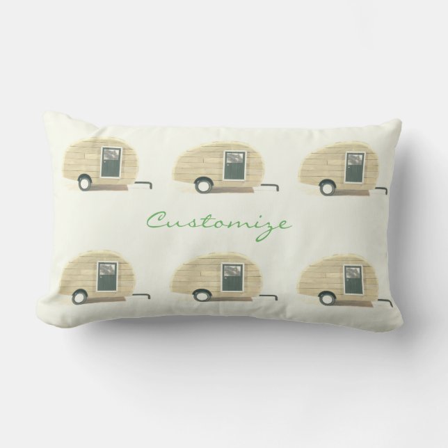 Vintage teardrop trailer gypsy caravan lumbar cushion (Front)