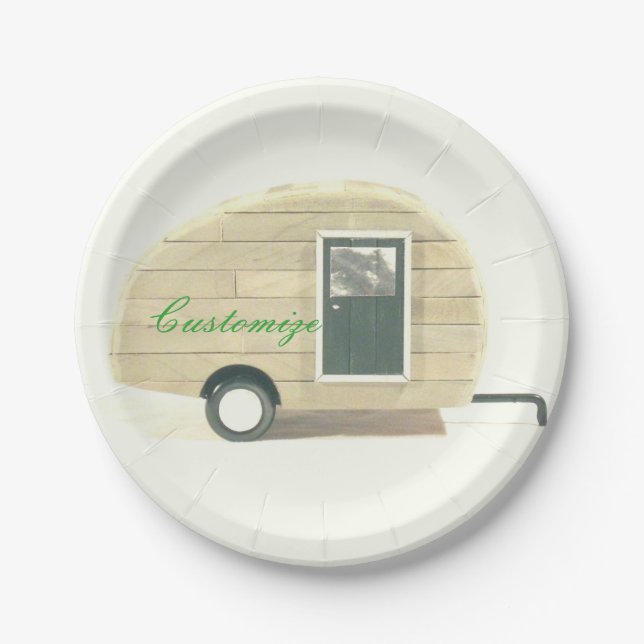 Vintage teardrop trailer gypsy caravan paper plate (Front)