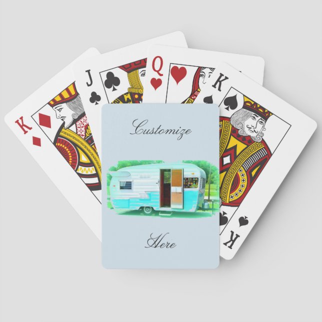 Vintage teardrop trailer gypsy caravan playing cards (Back)
