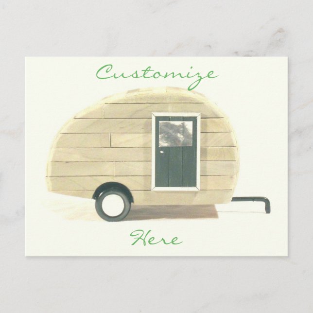 Vintage teardrop trailer gypsy caravan postcard (Front)