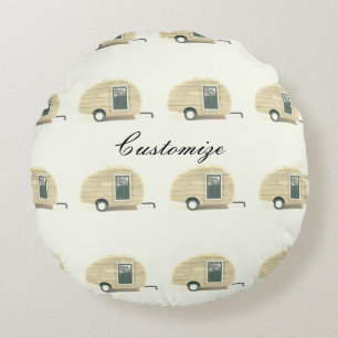Vintage teardrop trailer gypsy caravan round cushion