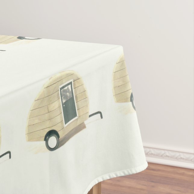 Vintage teardrop trailer  gypsy caravan tablecloth (In Situ)