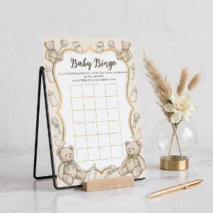 Vintage Teddy Bear Baby Shower Bingo, Neutral Baby