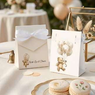 Vintage Teddy Bear Baby Shower Favour Box, Neutral Box