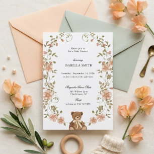 Vintage Teddy Bear Baby Shower Invitation