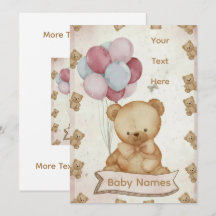 Vintage Teddy Bear Baby Shower Invitation