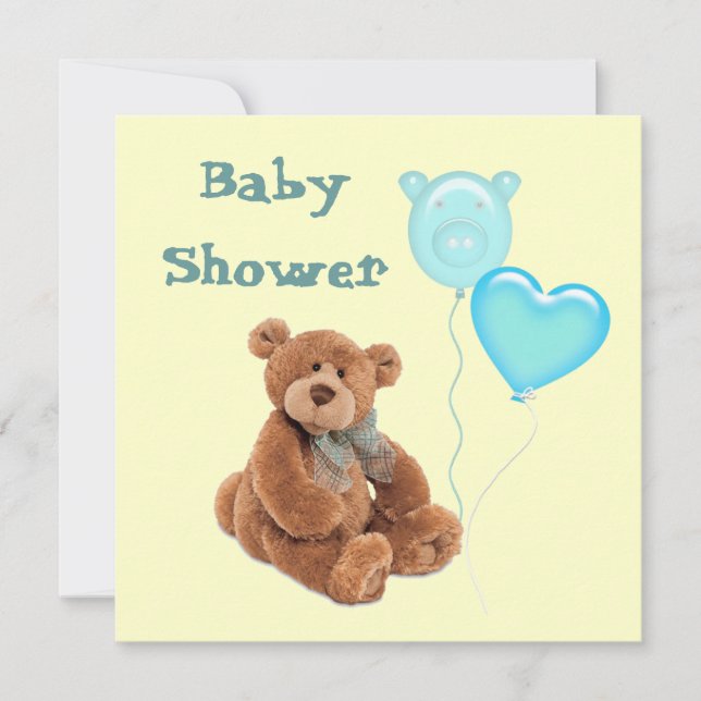 Vintage Teddy Bear Baby Shower Invitation (Front)