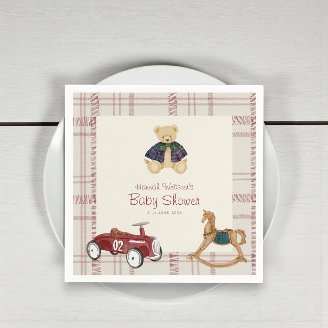 Vintage Teddy Bear Baby Shower Paper Napkin (Creator Uploaded)