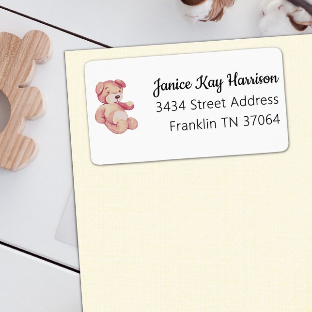 Vintage Teddy Bear Boho Baby Shower Address Label (Creator Uploaded)