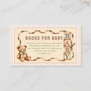 Vintage Teddy Bear Books for Baby Shower Enclosure Card