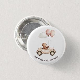 Vintage Teddy Bear Car Baby Shower Button