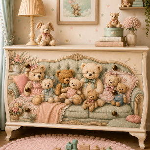 Vintage Teddy Bear Decoupage Paper for Furniture