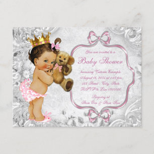 Vintage Teddy Bear Ethnic Baby Girl Shower Invitation