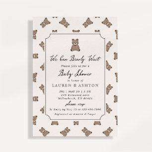 Vintage Teddy Bear Gingham Baby Shower Invitation