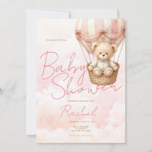 Vintage Teddy Bear Girl Baby Shower Invitation