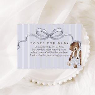 Vintage Teddy Bear Pinstripe Boy Baby Shower Enclosure Card