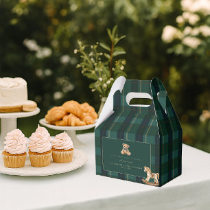 Vintage Teddy Bear Plaid Polo Baby Shower Favour Box