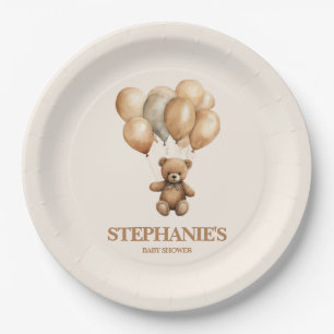 Vintage Teddy Bear Up Up Away Gender Neutral Paper Plate