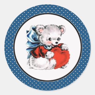 Vintage Teddy Bear Valentine's Day Classic Round Sticker