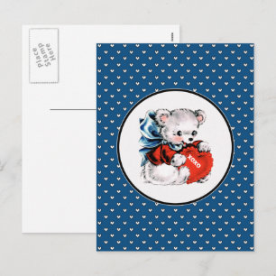 Vintage Teddy Bear Valentine's Day Holiday Postcard