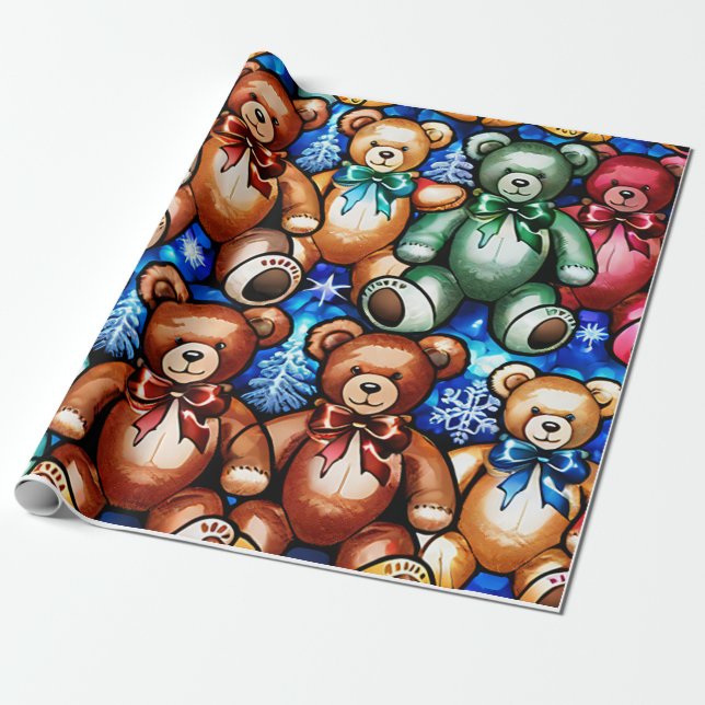 Vintage Teddy Bears Holiday Gift Wrap (Unrolled)