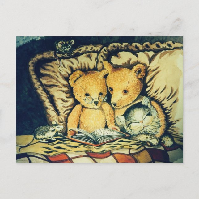Vintage Teddy Bedtime Stories Postcard (Front)