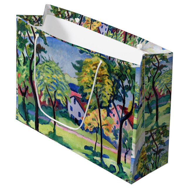 Vintage Tegernsee Landscape August Macke Large Gift Bag (Front Angled)