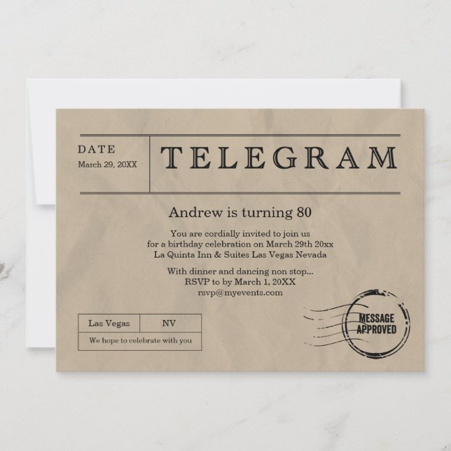 Vintage Telegram Invitation (Front)