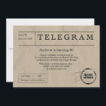 Vintage Telegram Invitation<br><div class="desc">Personalised telegram invitation perfect for vintage themed celebrations.

Please contact me at claudia@claudiaowen.com if you would like to customise this invitation. Please visit my Zazzle shop http://www.zazzle.com/claudiaowenshop 

Design by claudiaowen.com</div>